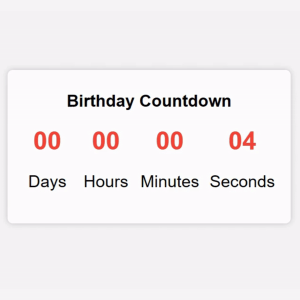 Create a Birthday Countdown  HTML, CSS, JavaScript Tutorial.gif
